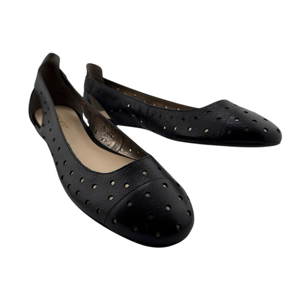 Nine West Marie Black Leather Women's Size 9.5 Slip On Flats NWB‎ - Picture 1 of 10